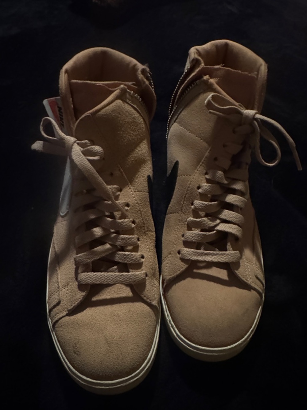 Beige Suede High-Top Sneakers - Unbranded